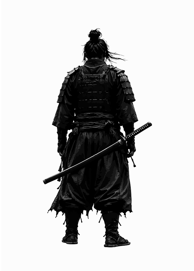 Black and White Samurai Warrior
