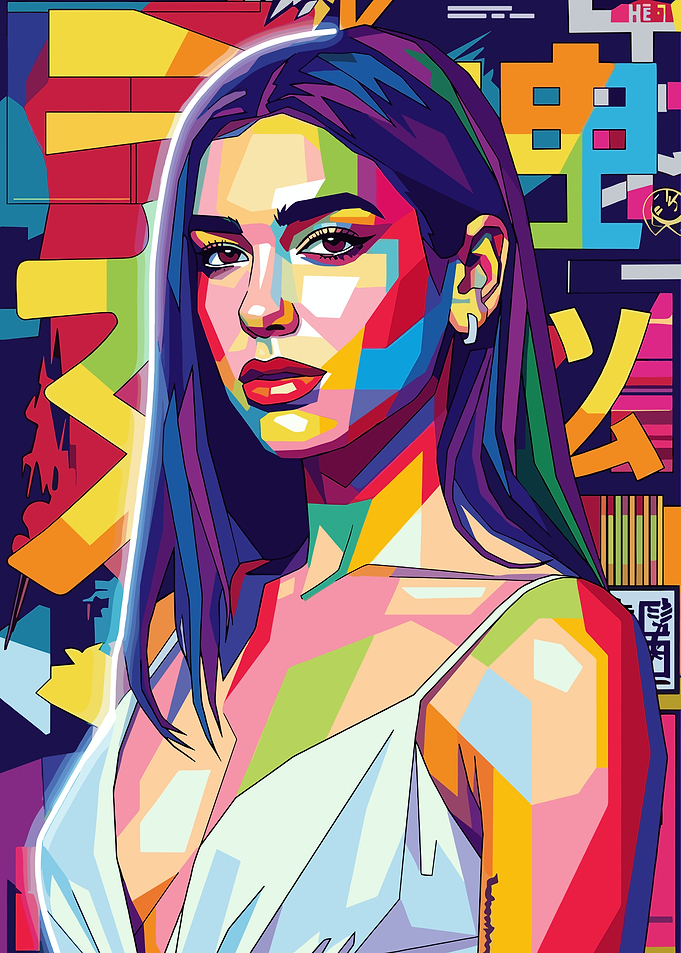 Dua Lipa WPAP Pop Art Portrait