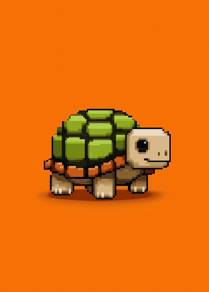 Cute Pixel Art Turtle