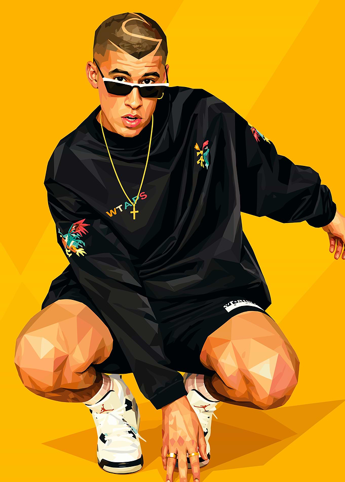 Bad Bunny Low Poly Portrait