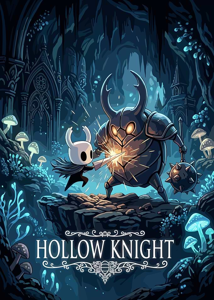 Hollow Knight Battle Scene Poster
