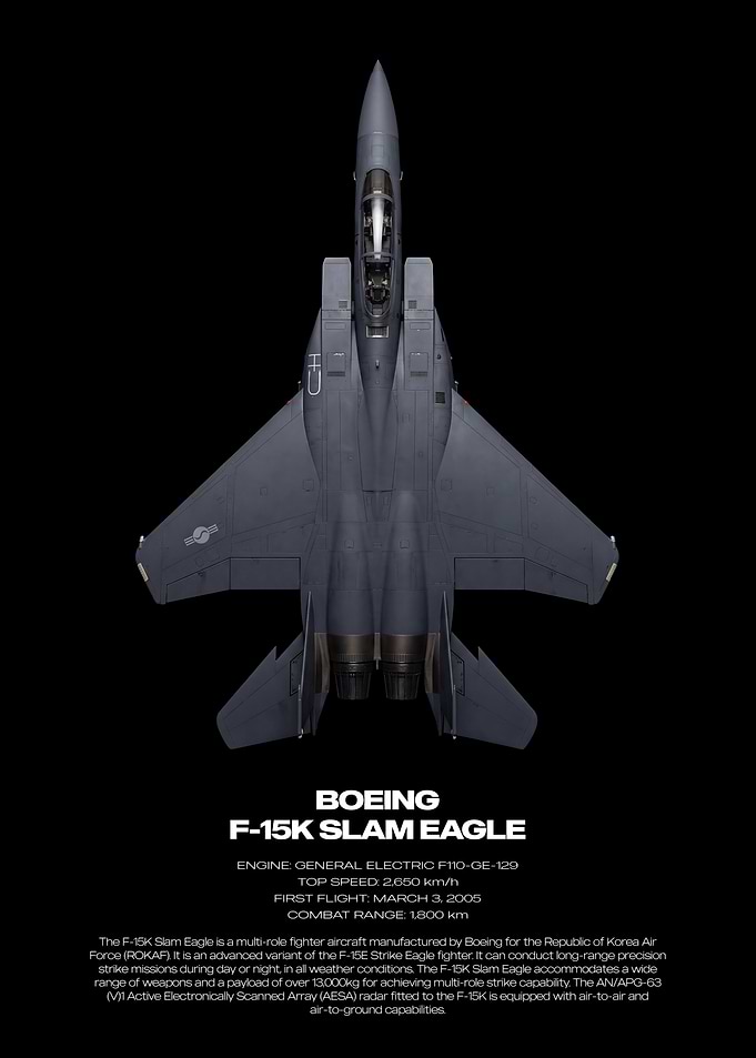 Boeing F-15K Slam Eagle Technical Poster