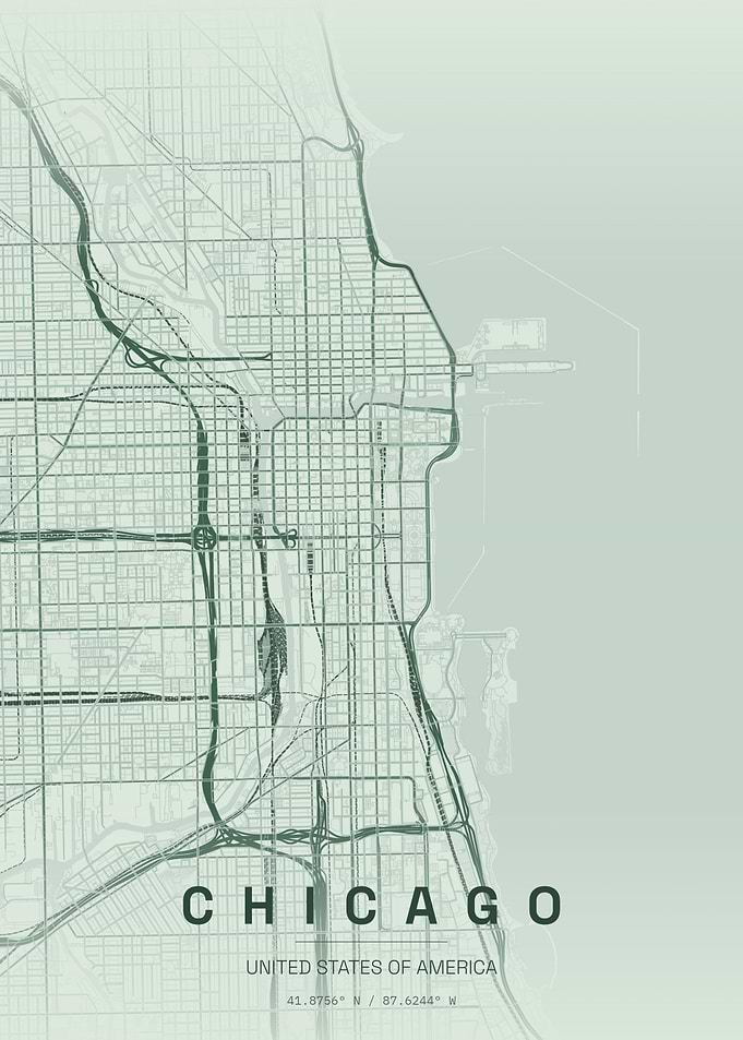 Minimalist Chicago City Street Map