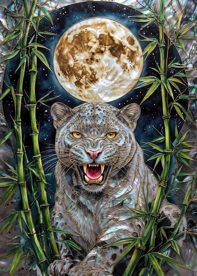 Mother of Pearl Leopard and Moon