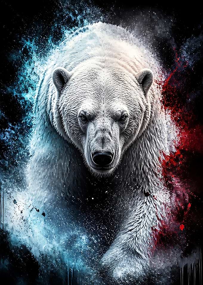 Intense Polar Bear Abstract Art