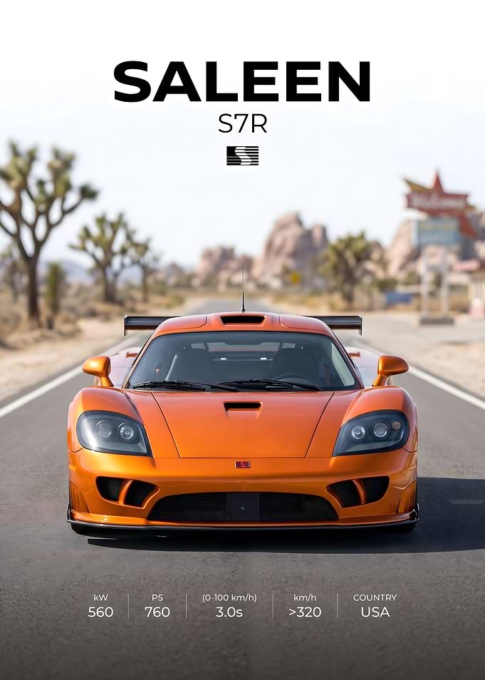 Saleen S7R Orange Supercar Poster