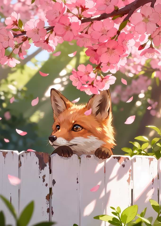 Cute Fox Peeking Over Fence