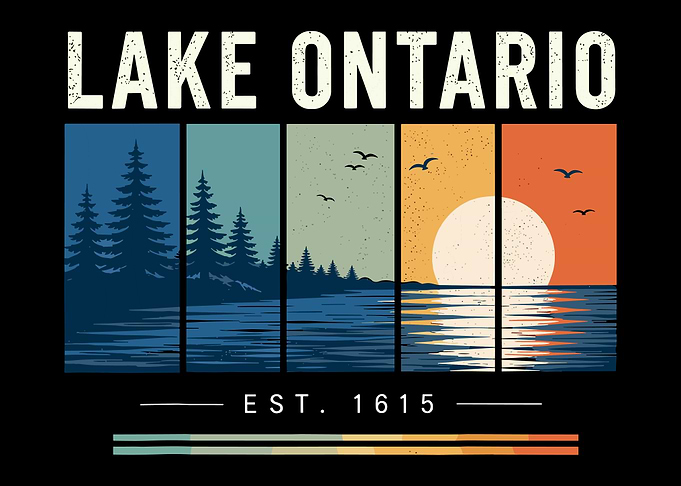 Lake Ontario Retro Sunset Graphic