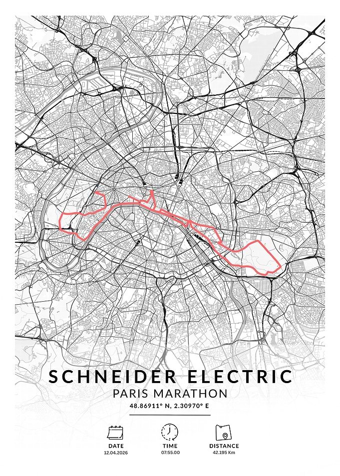 Schneider Electric Paris Marathon Map Poster