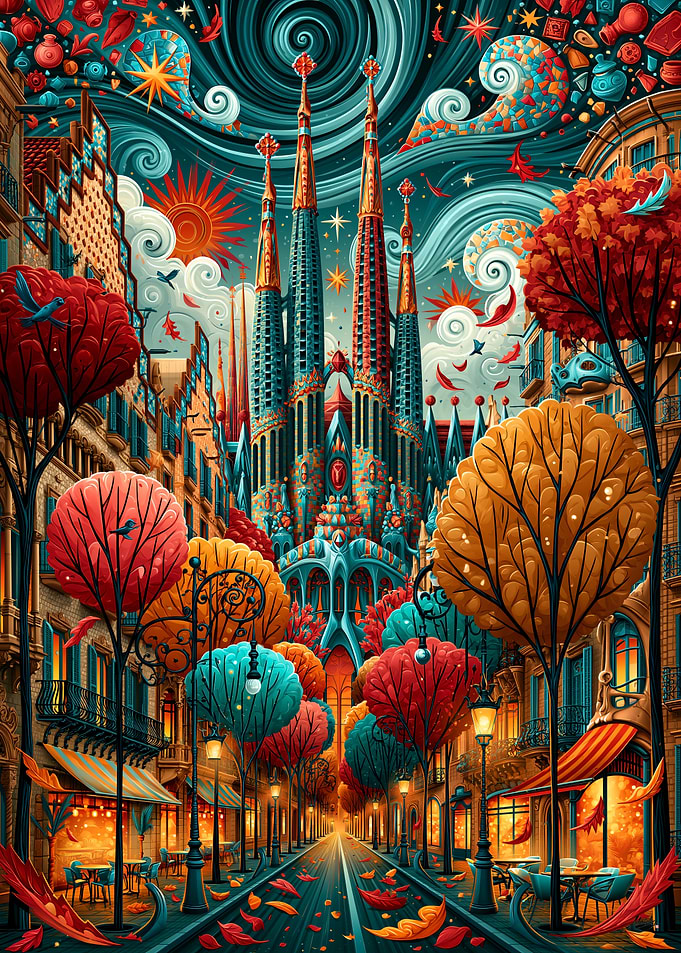 Whimsical Sagrada Familia Dreamscape