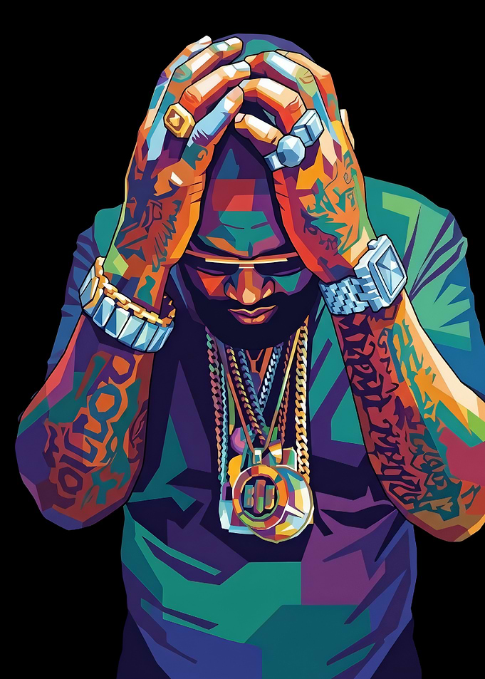 Colorful Pop Art Portrait of Rick Ross