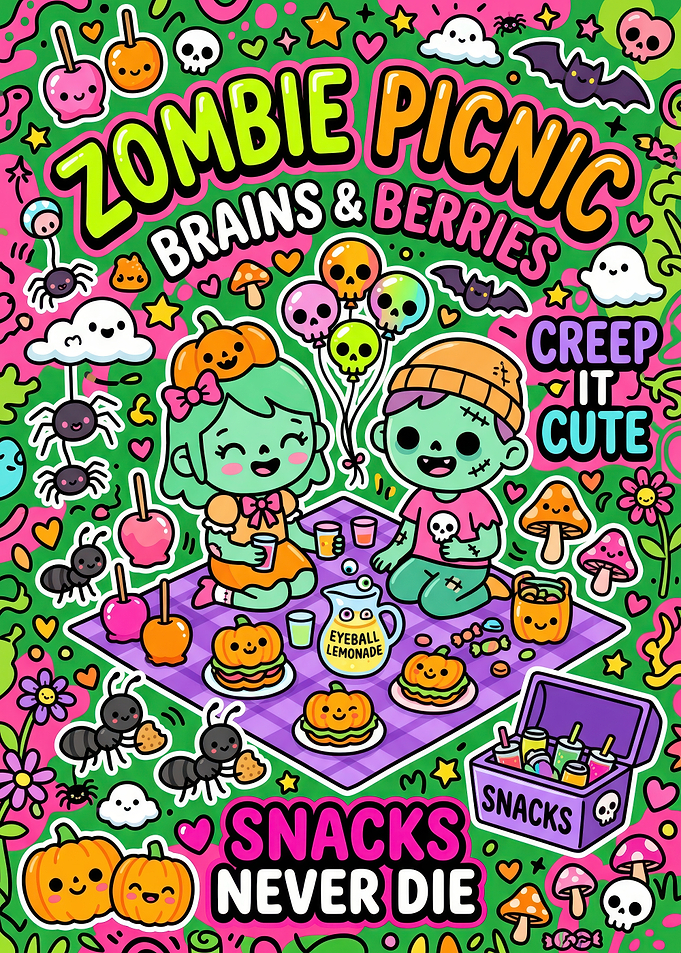 Cute Zombie Picnic Illustration