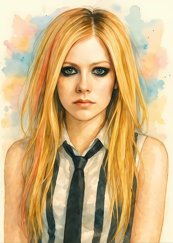 Avril Lavigne Watercolor Portrait