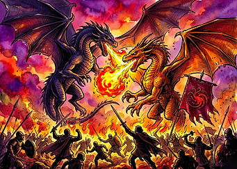 Epic Dragon Battle Fantasy Illustration