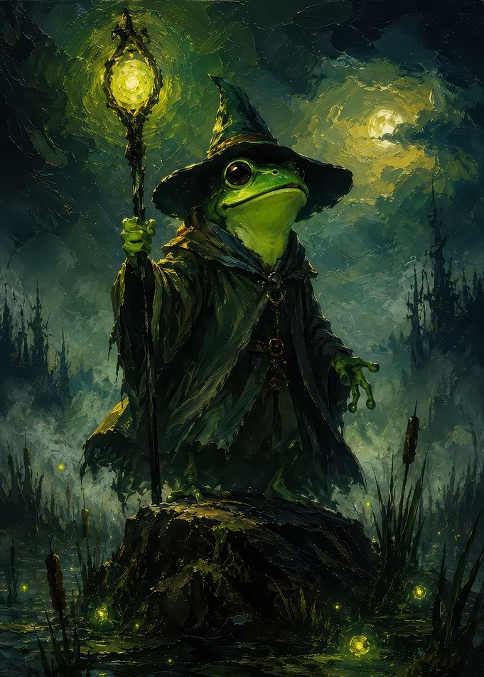 Frog Wizard in Misty Swamp