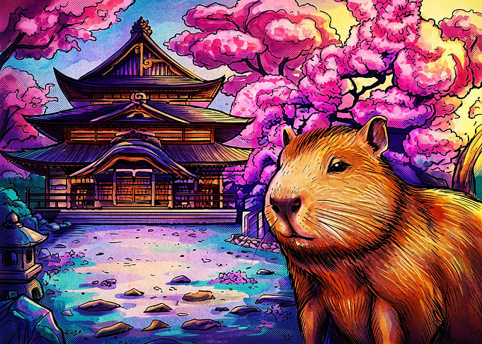 Capybara at a Japanese Temple
