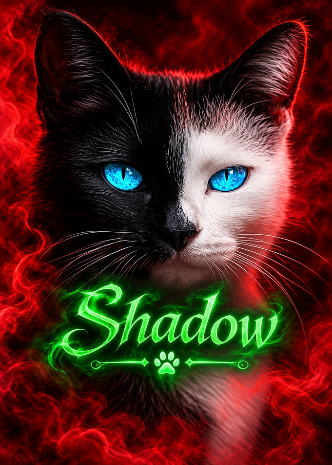 Shadow Cat with Glowing Eyes