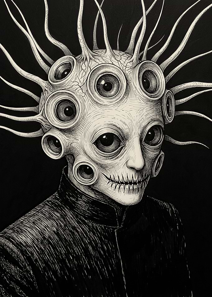 Surreal Multi-Eyed Creature Portrait