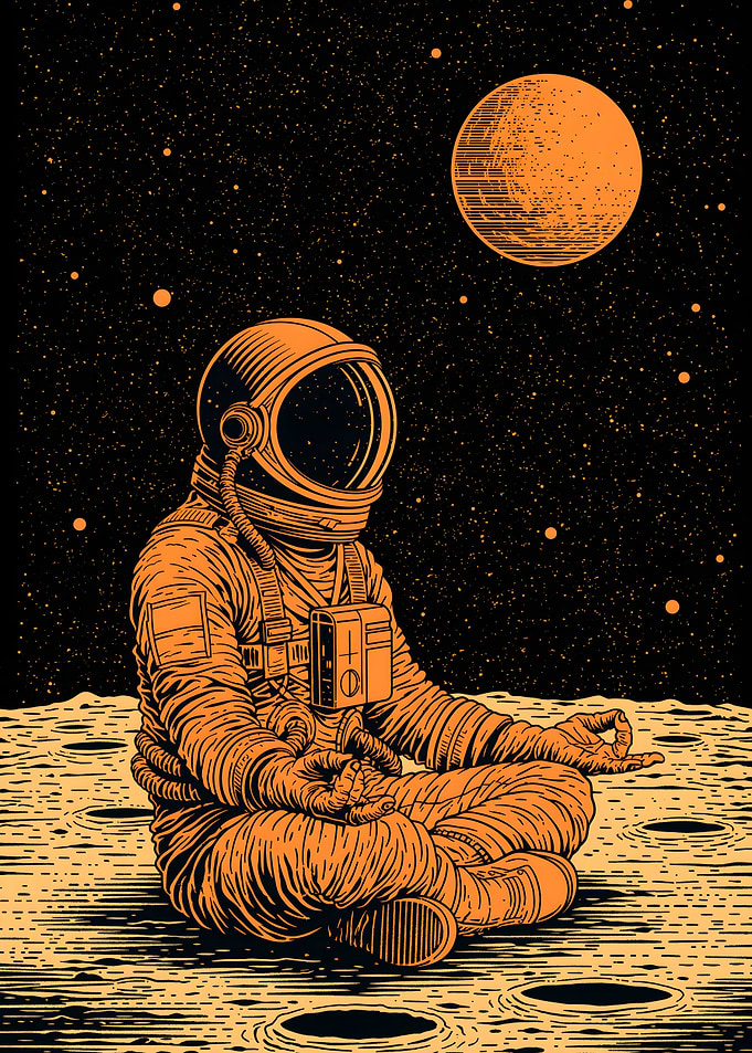 Meditating Astronaut on the Moon