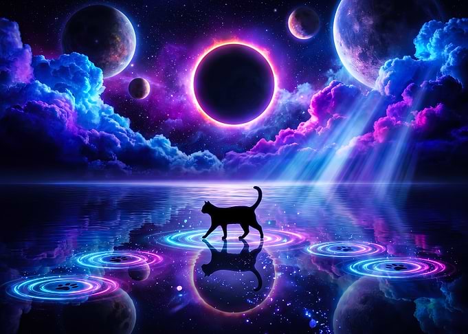 Cosmic Cat Walking on Water