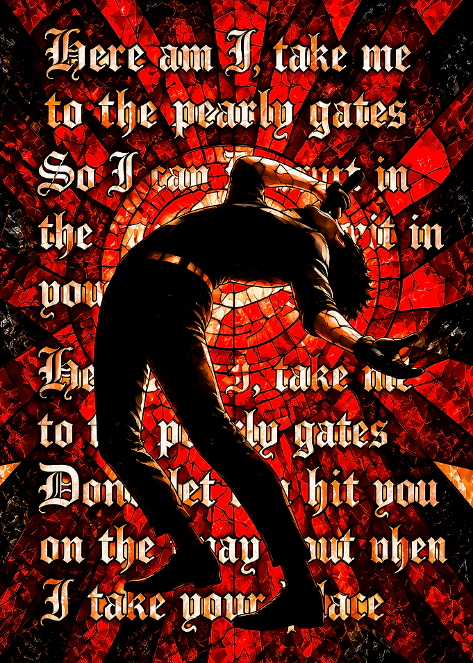 Rock Singer Silhouette Stained Glass Poster
