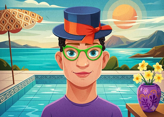Man in Top Hat by Pool