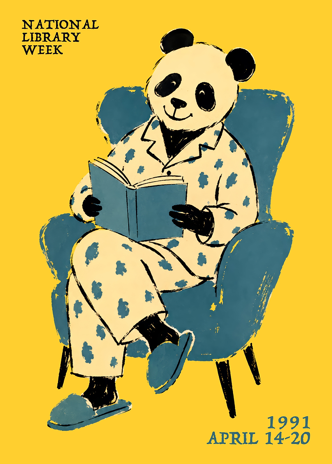 National Library Week 1991 Panda Poster