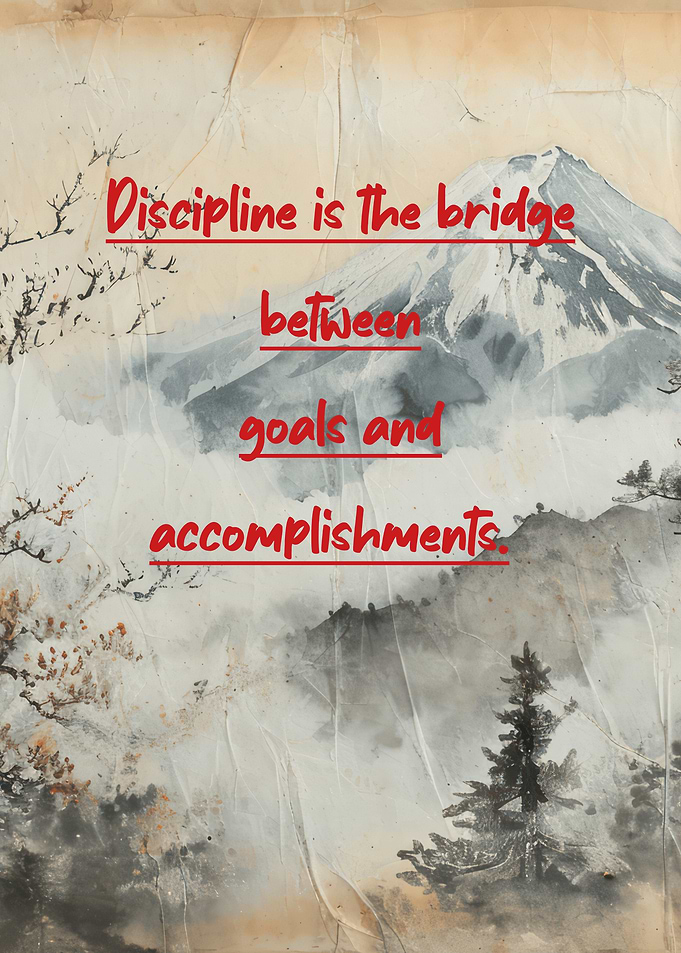 Discipline Inspirational Mountain Art Print