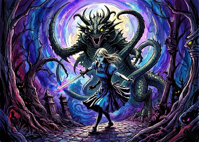 Alice Fighting the Jabberwocky