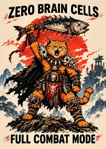 Warrior Cat with Fish Weapon