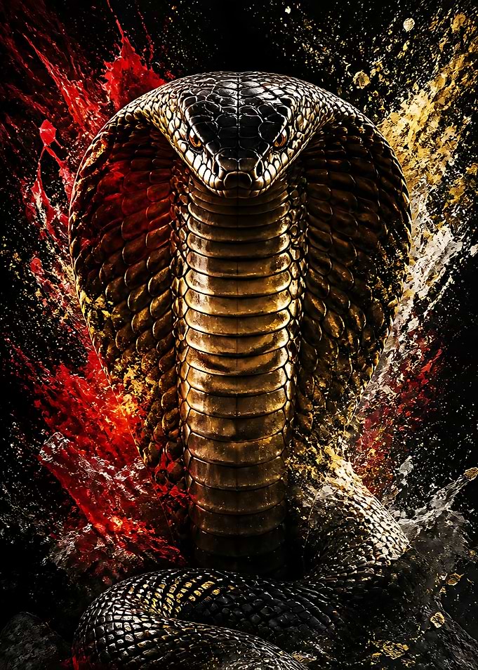 Majestic Cobra with Red and Gold