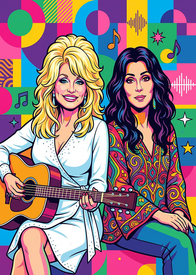 Dolly Parton and Cher Pop Art