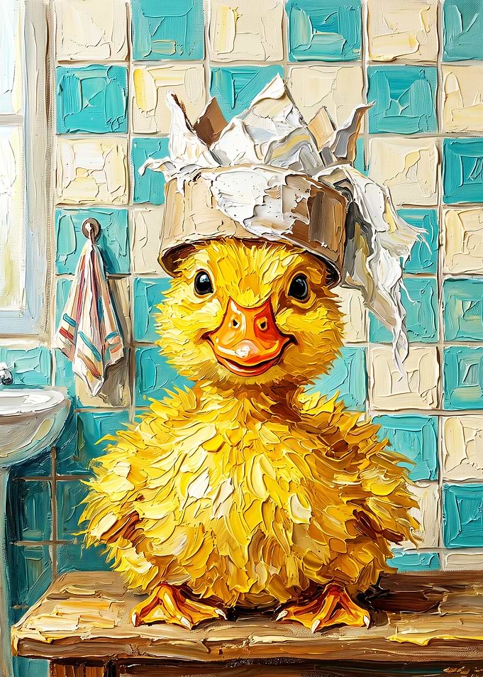 Cute Duckling Wearing toilet Paper Crown