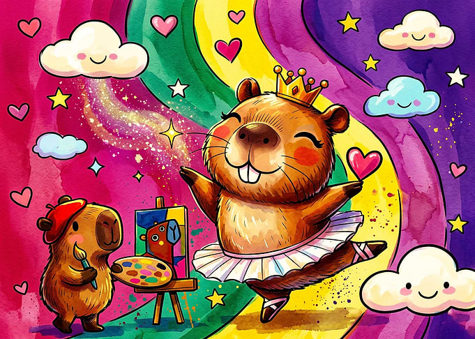 Capybara Princess Ballerina and Artist