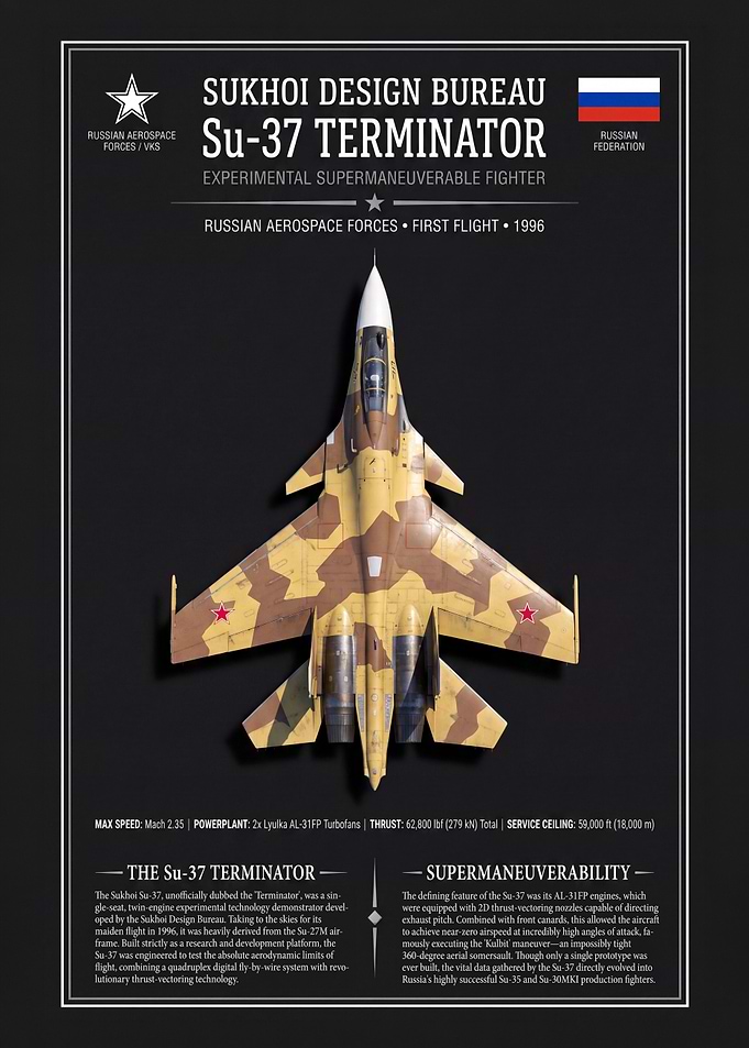 Sukhoi Su-37 Terminator Fighter Jet Poster