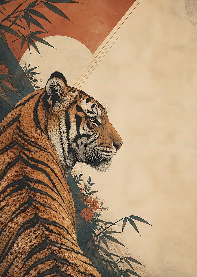 Tiger in Japanese Art Style