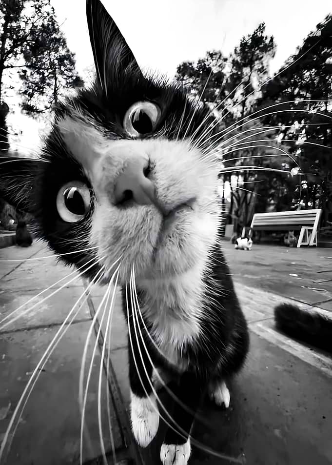 Close-up Fisheye Portrait of a Cat