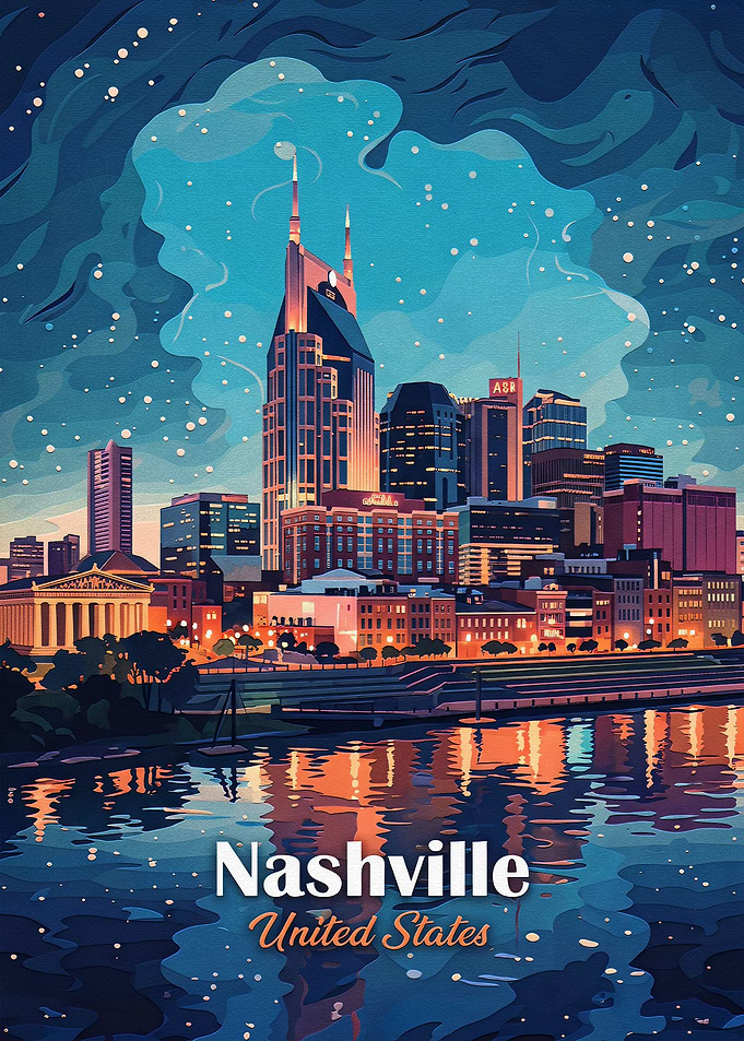 Nashville Skyline Travel Poster