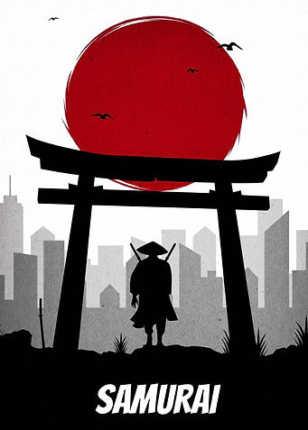 Minimalist Samurai Torii Gate Poster