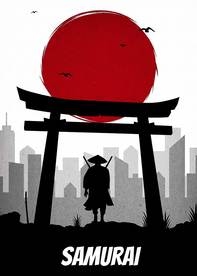 Minimalist Samurai Torii Gate Poster