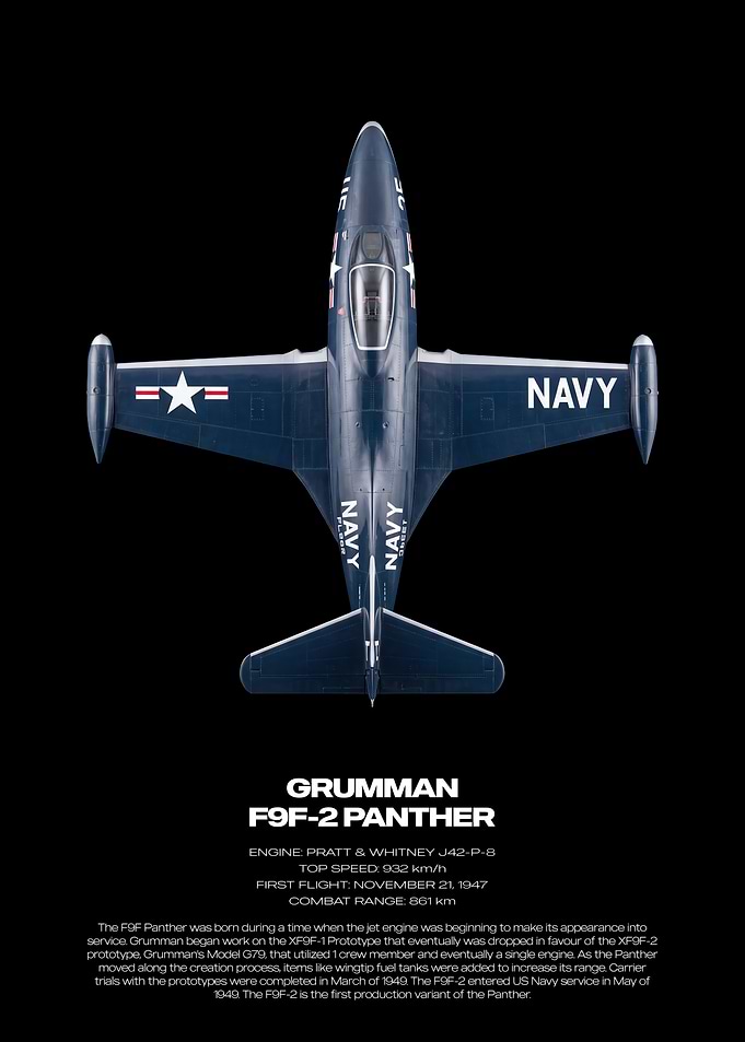 Grumman F9F-2 Panther Technical Poster