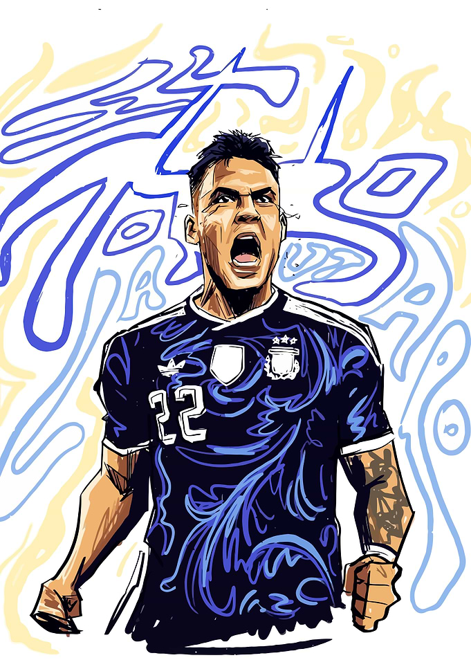 Lautaro Martinez Argentina Soccer Illustration