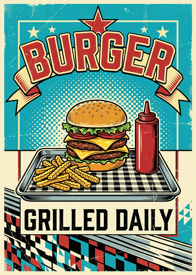 Vintage Style Burger Poster