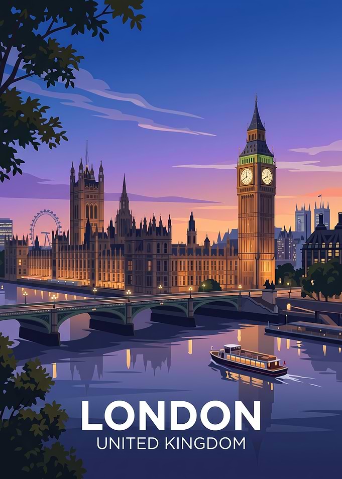 London Cityscape Travel Poster