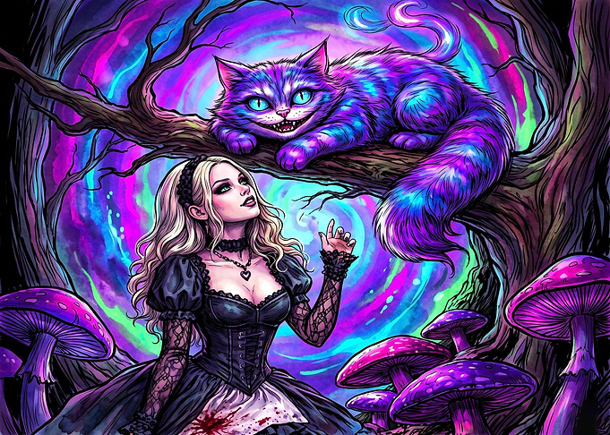Alice and Cheshire Cat Fantasy Art