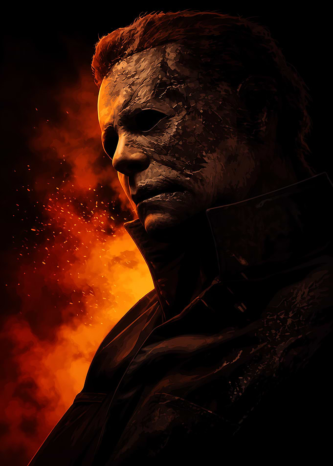 Michael Myers Halloween Fire Portrait