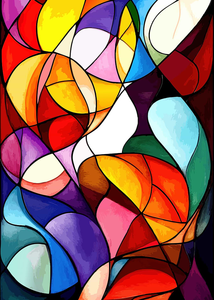 Vibrant Stained Glass Abstract Art