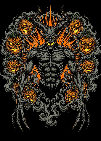 Demonic Halloween Pumpkin Creature Illustration