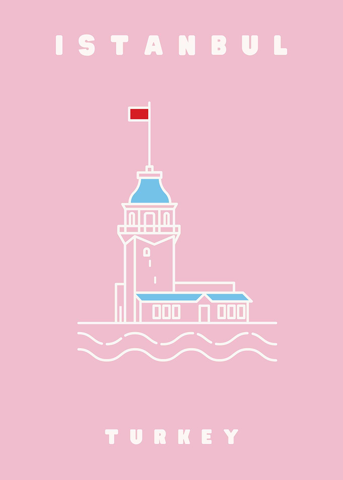 Minimalist Maiden's Tower Istanbul Poster