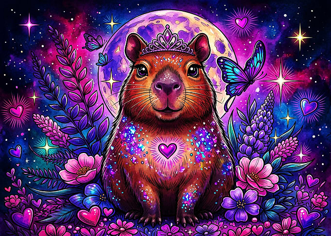 Magical Princess Capybara in Space